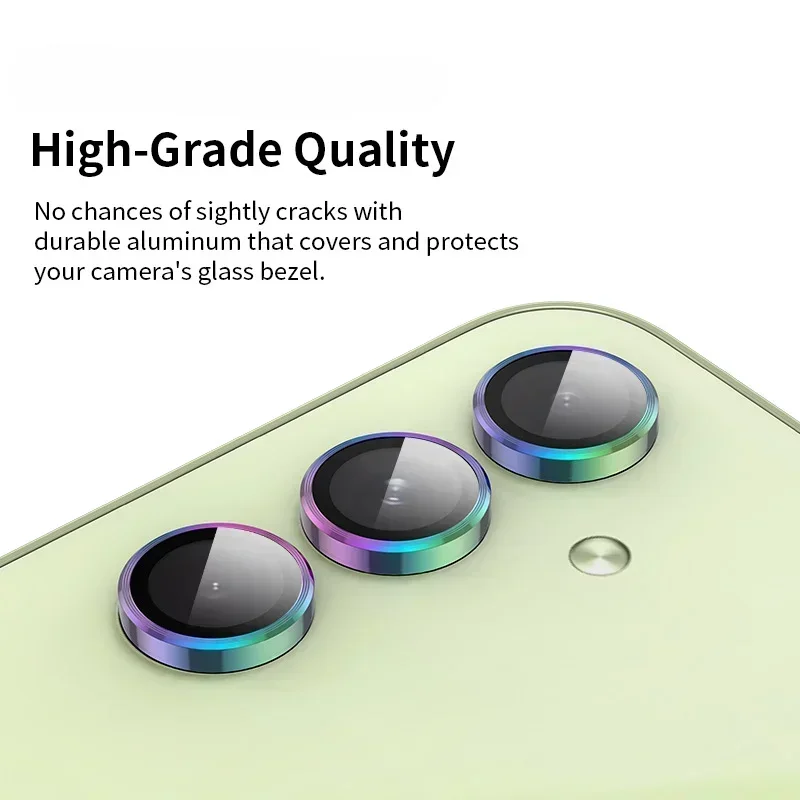 Metal Lens Rings For Samsung A55 A35 A25 A15 A05 A05S A14 A24 A34 A54 M54 M14 M55 Camera Glass Protector Alloy Frame Cover Film