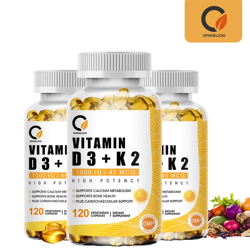 Vitamin D3K2 Capsules 5000iu Vitamin D3 25mg K2 45mcg Support Teeth Bone Heart Health Joint Health Immunity System Vitamins