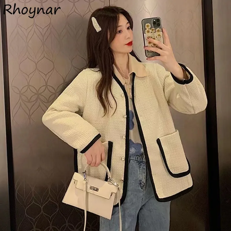 

V-neck Jackets Women Autumn Office Ladies Graceful Panelled Single Breasted Pockets Fashion Prevalent Korean Style Leisure Daily