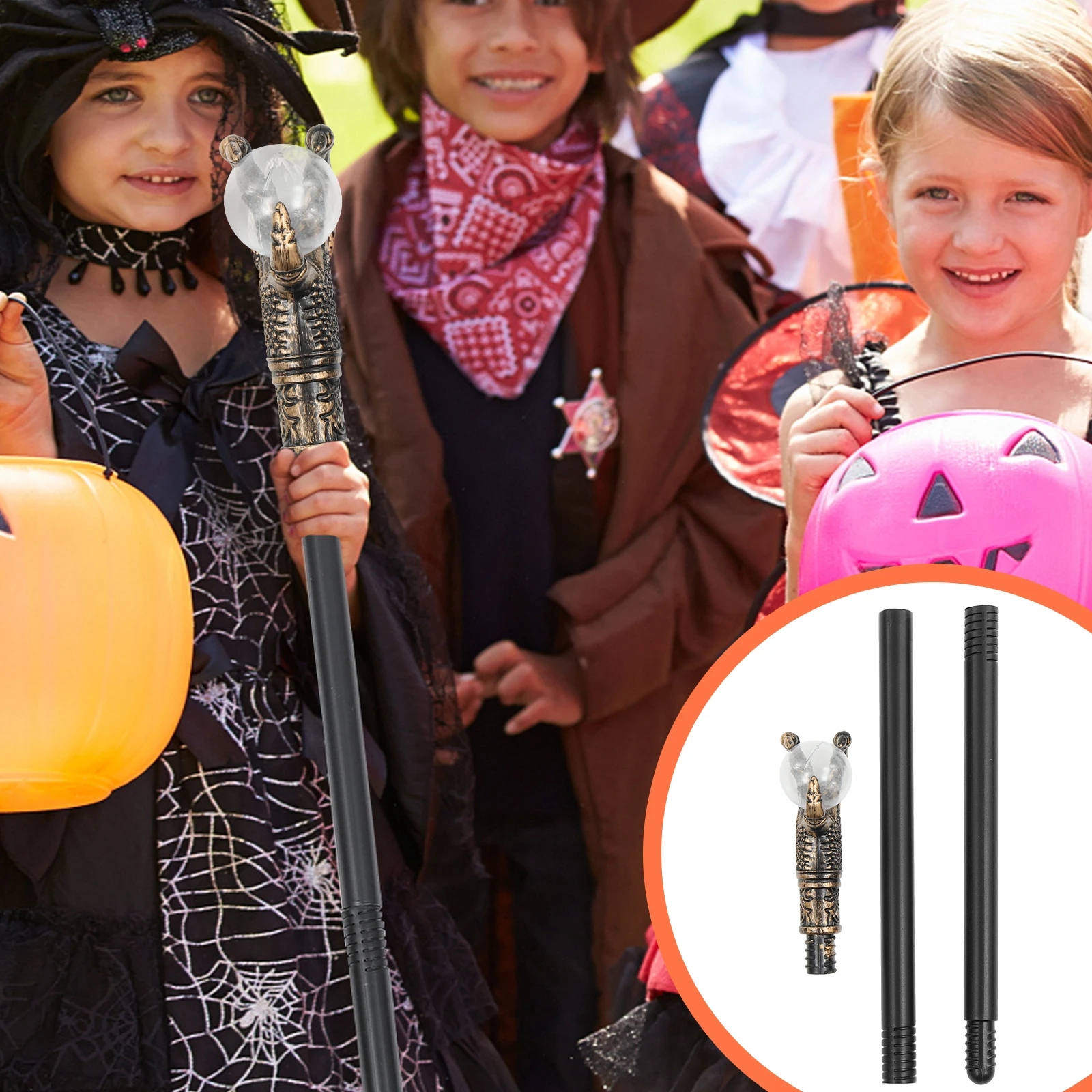 

1pc Creative Scepter For Halloween Costume Party Stage Performance Prop Durable Plastic Walking Cane Photography