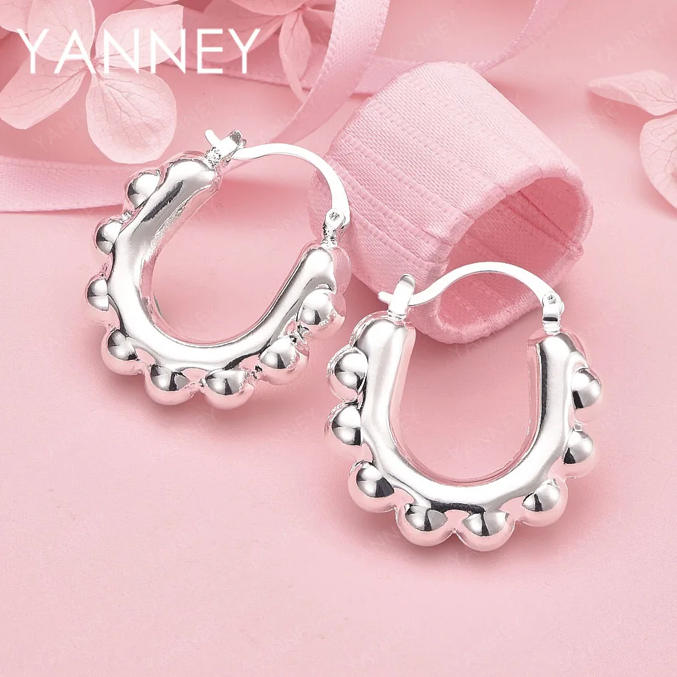 

Роскошные модные серьги из стерлингового серебра 925 пробы с полированными круглыми бусинами для женщин, аксессуары для вечеринок и свадеб