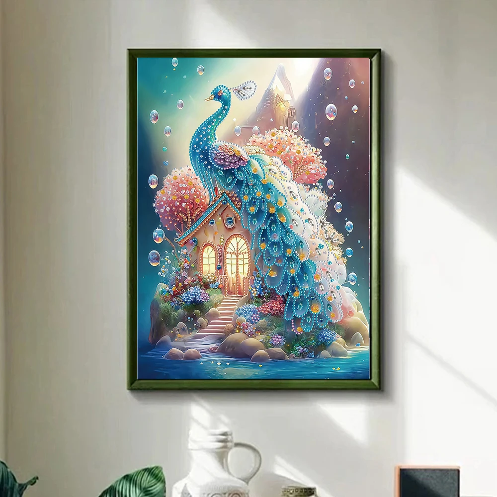 HOMFUN 5D pittura diamante fai da te forma speciale trapano animale sogno pavone cristallo ricamo strass decorazione della parete di casa regalo