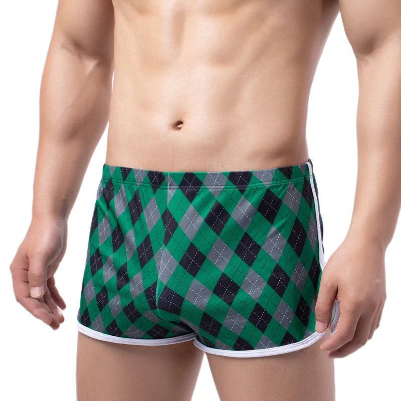 Sexy Arrow Panties Men Underwear Soft Stretch Breathable Men Boxer Shorts Sleep Bottoms Man Plaid Trunk Boxer Hombre Shorts