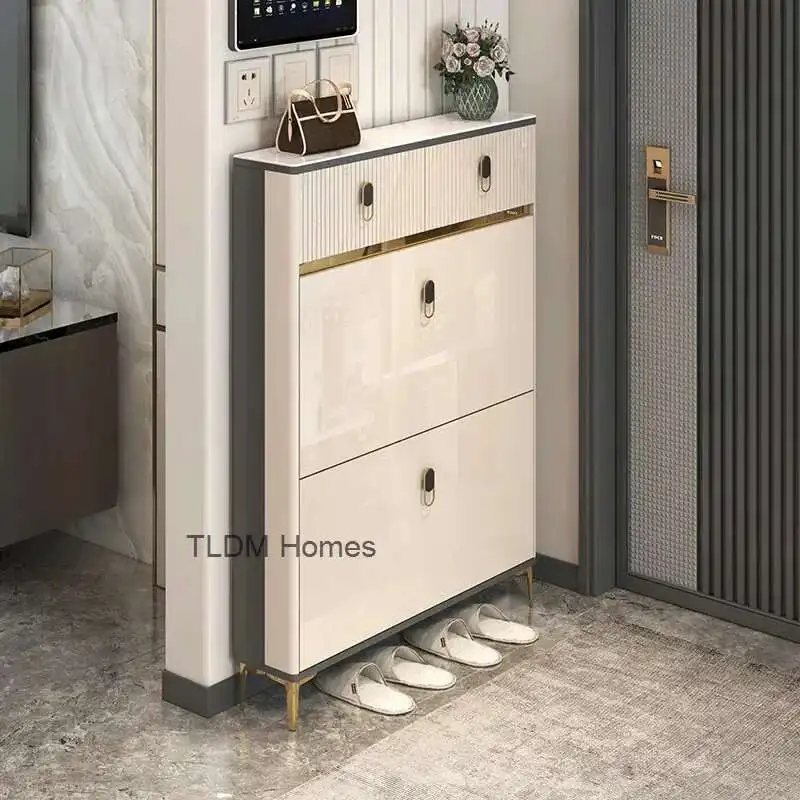 

Luxury Modern Tipping bucket Shoe Cabinets Storage saloon Loset Ultra-thin Shoe Rack Space Saving Shoe Organizer Furniture