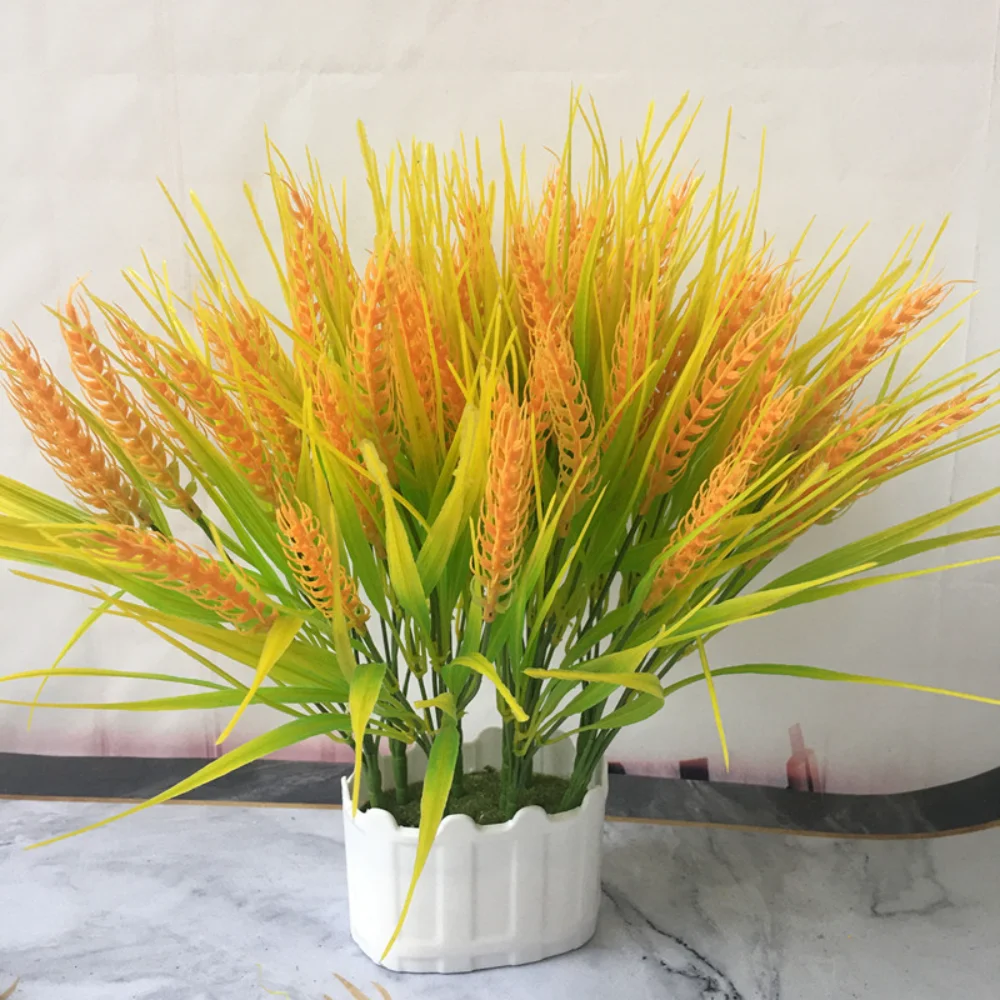 Artificial 7 cabeças orelha de trigo arroz de trigo para diy restaurante de casamento decoração de casa vaso ornamento planta falsa decoração ao ar livre