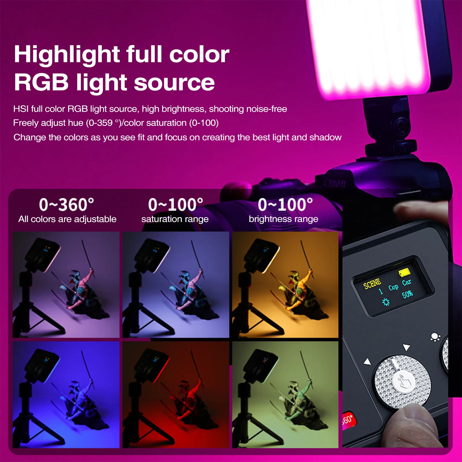 2500-9000K RGB LED Video Light Panel Light Fill Camera Video Light 3600mAh Photography Fill Camera Lighting Panel For Vlog Live