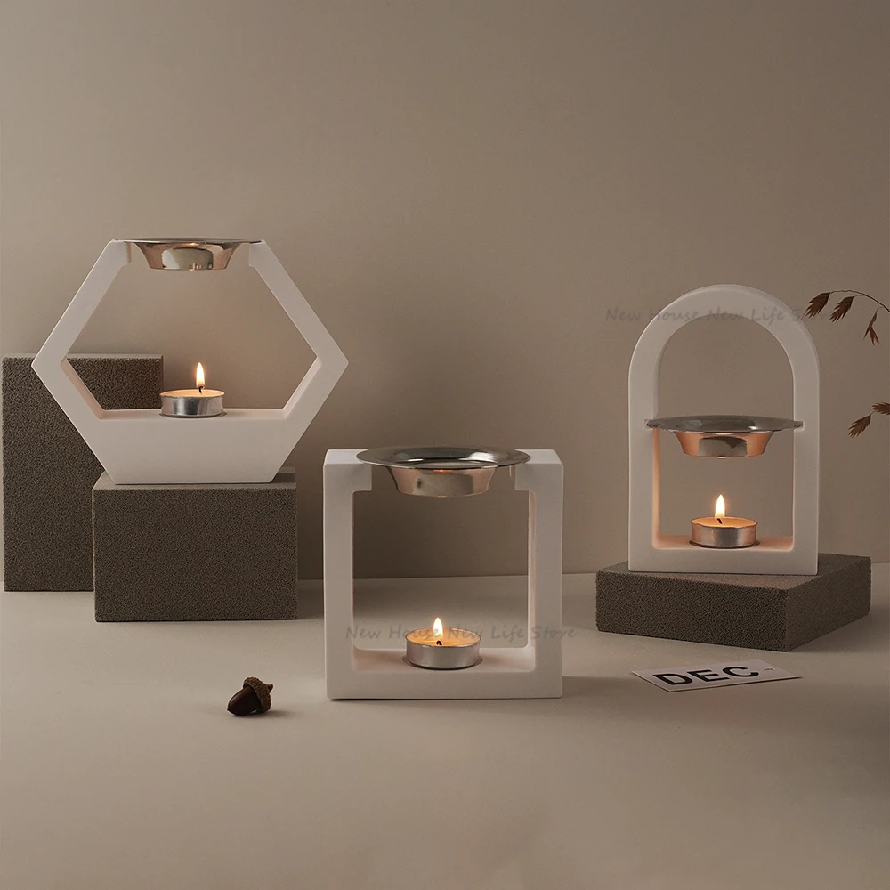 Square Hexagon Arch Candle Cup Incense Burner Silicone Mold DIY Epoxy Resin Gypsum Pouring Aromatherapy Storage Mold Home Decor