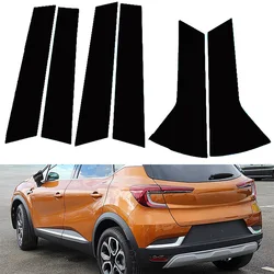 6pcs Window Pillar Posts kit Fit Renault Captur XJB HJB HJE 2020-2023 Gloss Black Pillar Post Door Trim Cover B C Column Sticker