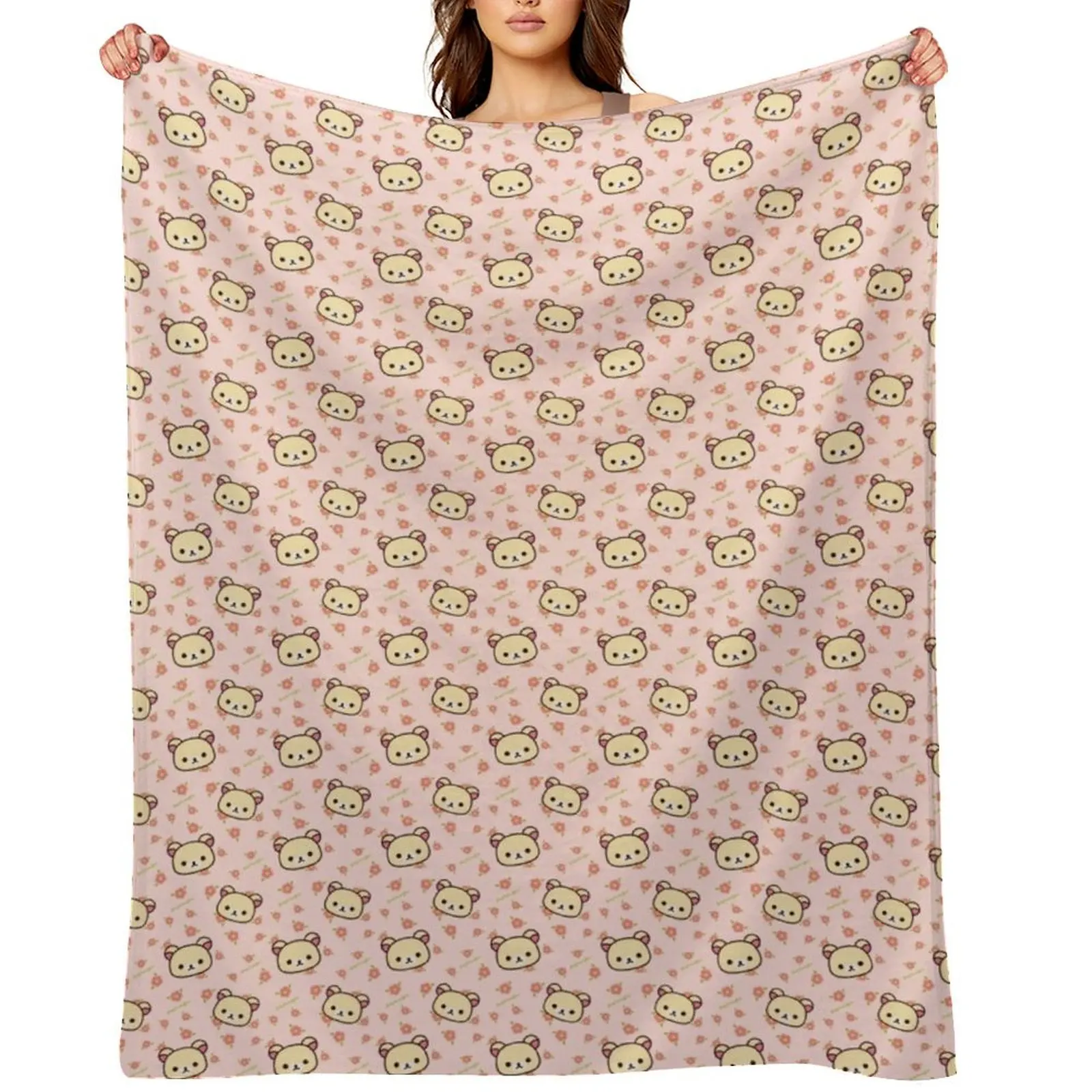 

Korilakkuma - pink Throw Blanket for sofa Luxury Throw cosplay anime Summer Blankets