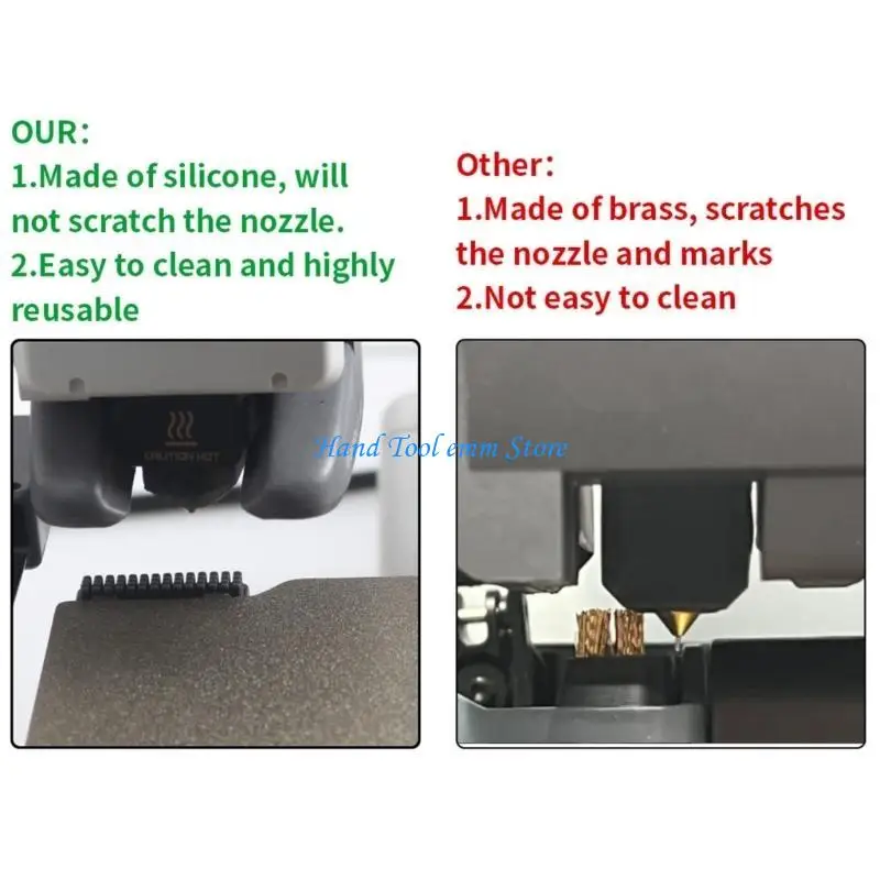 

H37F 3D Printer Nozzle Cleaning Brush Soft Silicone Easy to Use for Printers Nozzles