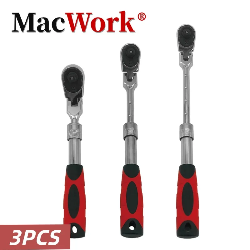 

3 Pieces Extendable Shaking Socket Wrench 1/4 "3/8" 1/2 "Drive 72 Teeth Labor-saving Wrench Can Used for Car Maintenance Etc