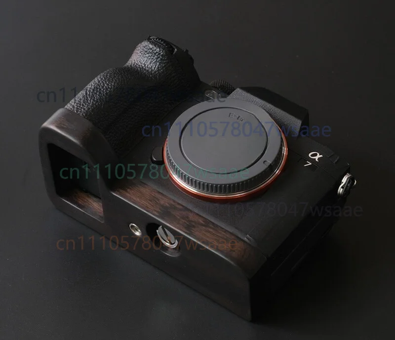 Handmade Ebony & Walnut Wood Camera Base Hand Grip Bracket For Sony A7M4 A7IV - view 2
