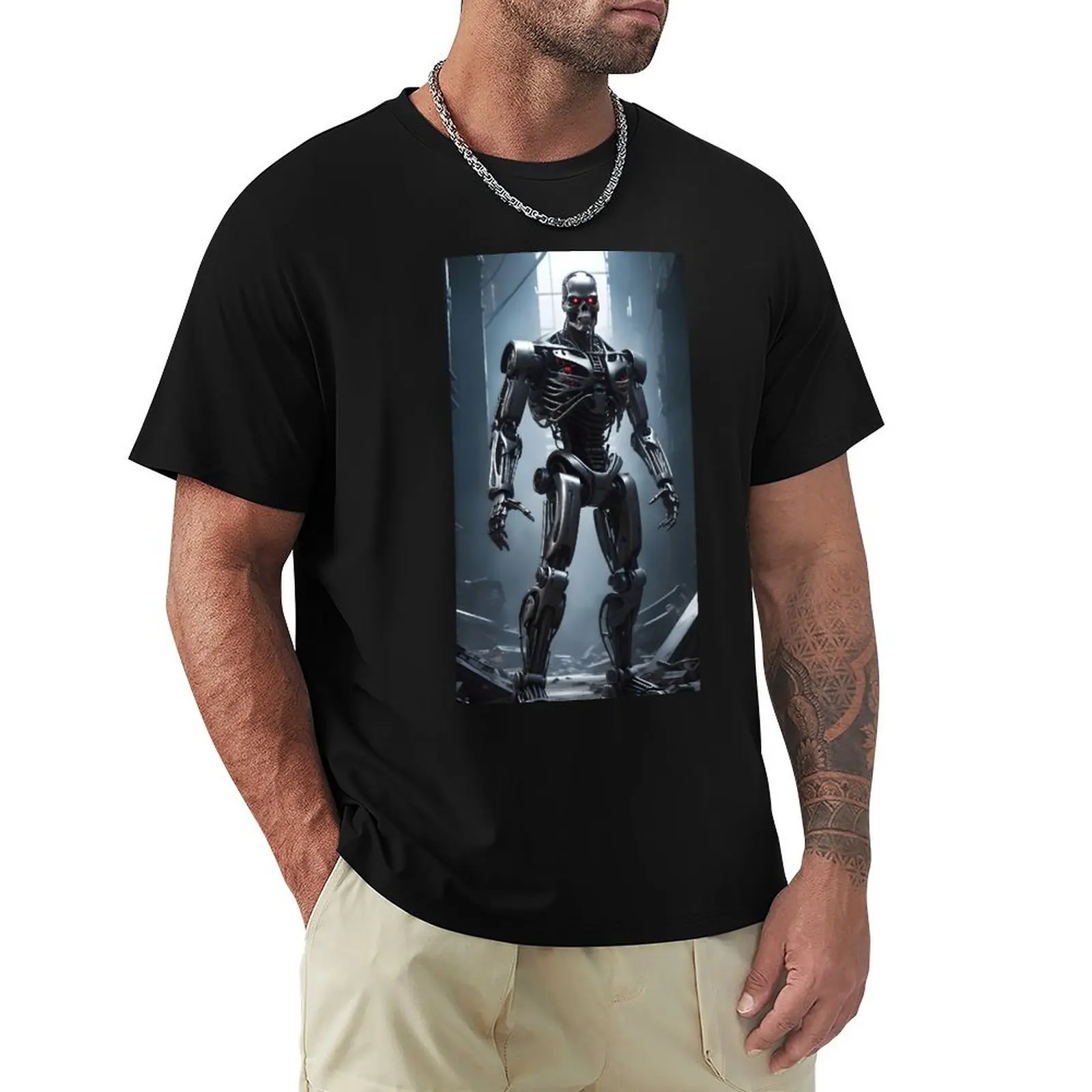 

Cyber Nightmare : Lurking Shadows of the T-800 (wall art, canvas, movie art poster and merch T-Shirt boys whites tshirts for men