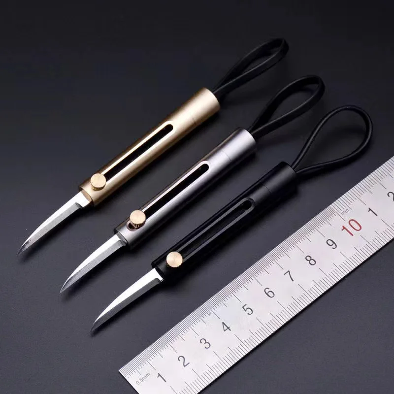 Stainless Steel Push Knife Express Knife Key Chain Pendant Cutting Paper Utility Knife Outdoor Car Body Protection Tool Pendant