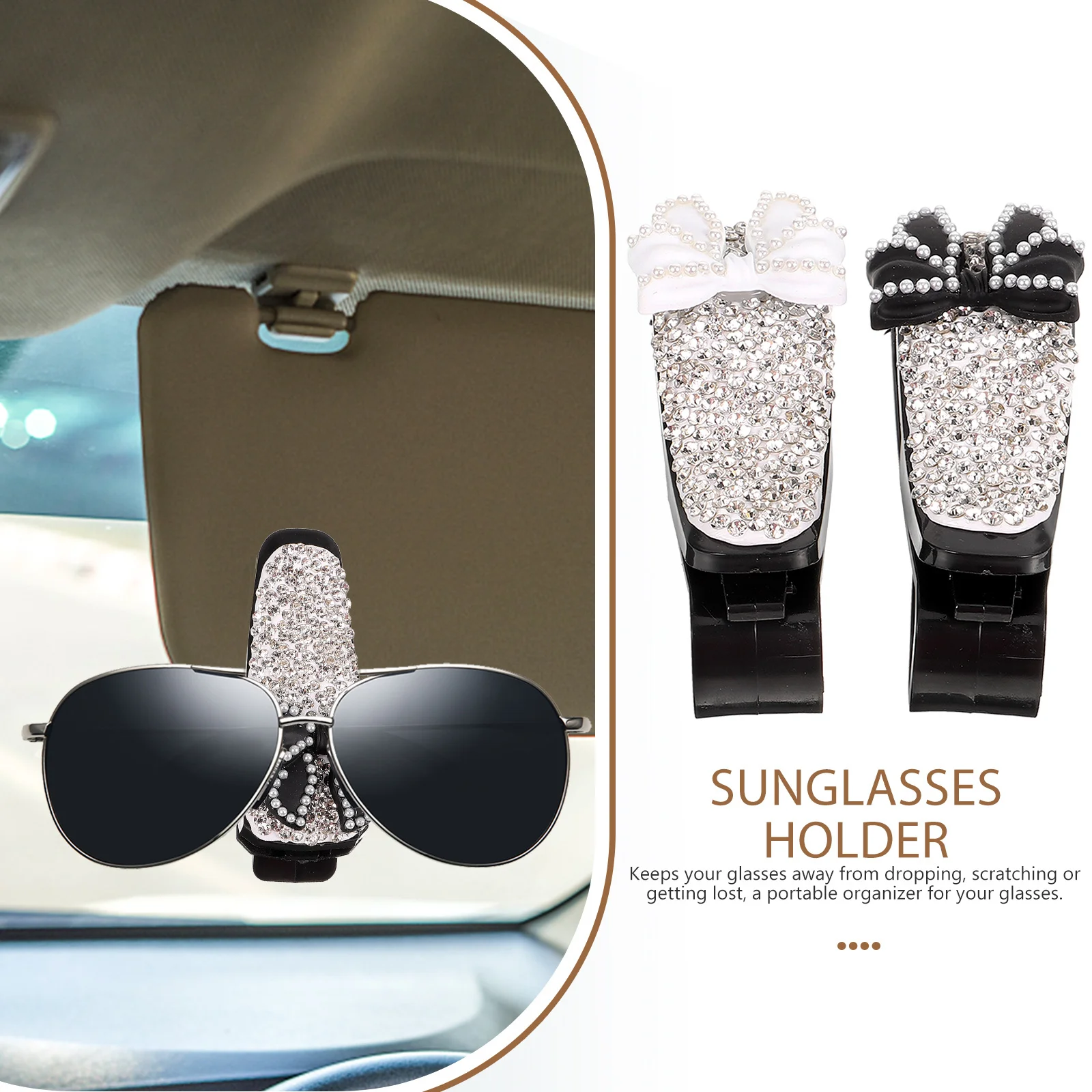 

2pcs Car Sunglass Holder For Sun Visor Universal Glasses Clip Eyeglasses Storage Mount Lightweight Organizer Accessory