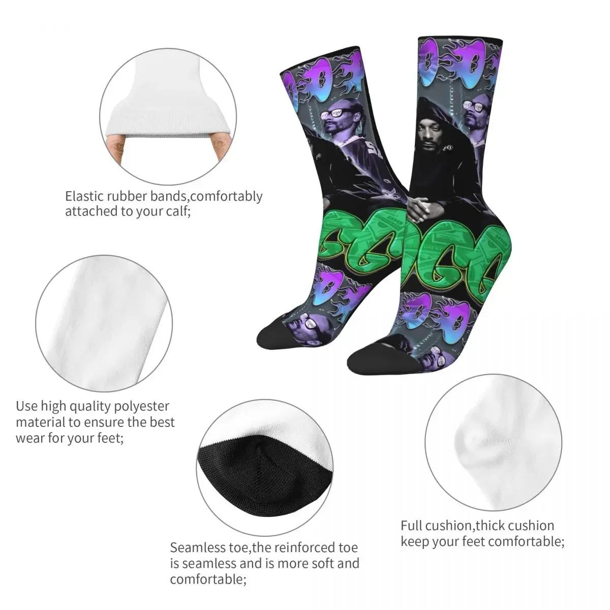 Casual Snoop Doggy Style Skateboard Socks 2024 Tour Polyester Long Socks for Women Men Breathable