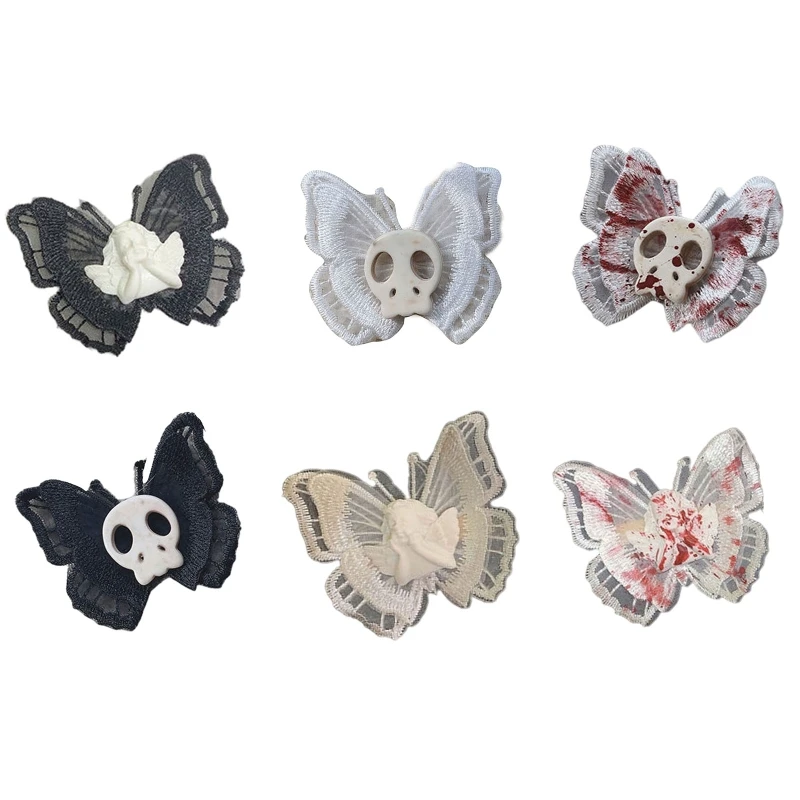 Gothic Steampunk Skull Head Hair Clip Hairpin Angel Butterfly Headdress Hair Accessories for Teenager