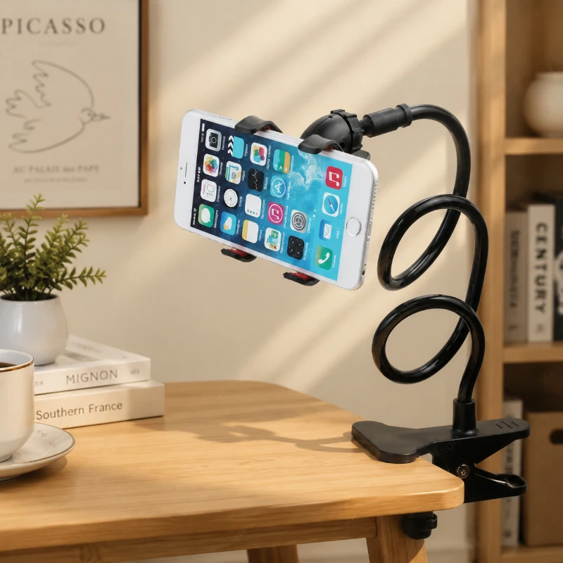 2PCS Universal Long Arm Lazy Phone Holder, Adjustable Bedside & Desktop Mount Bracket, Flexible Stand for All Smartphones