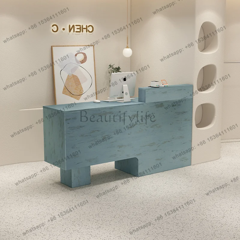 LJY Hair Salon Modern Reception Desk Counter Office Simple Beauty Reception Desks Luxury Escritorio De Recepcion Salon Furniture