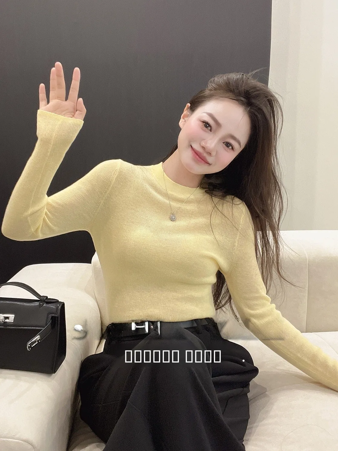 

Women's Slim Fit round Ne Knitwear Long Sve Base irt 00 Wool Color Inner Wear T-irt Korean Sle Commute