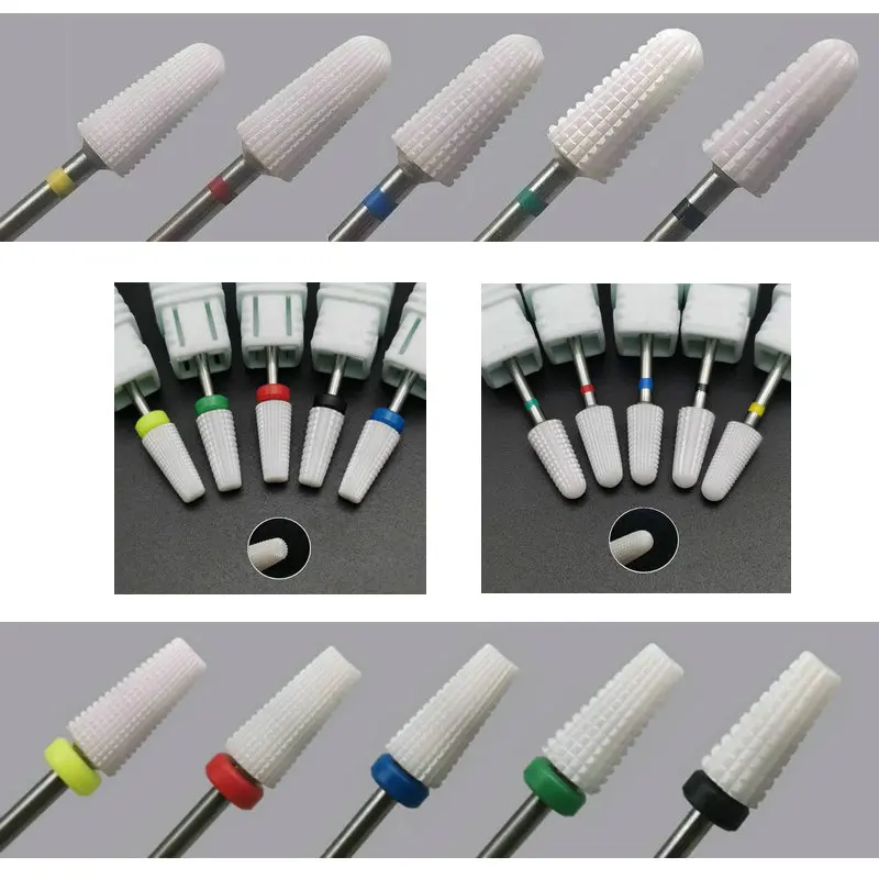 

Керамическое сверло для ногтей 5 в 1, коническое сверло с прямым вырезом, подходит для акрилового клея для ногтей, сверлильного станка с хвостовиком 3/32 дюйма