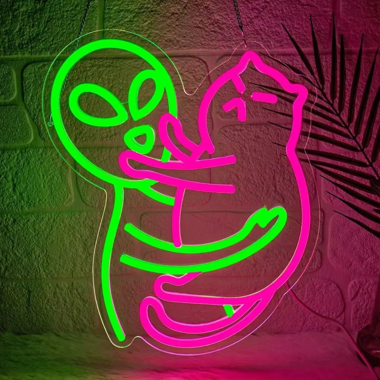 Custom Cool Alien & Cat LED Neon Sign, Luminous Letter Atmosphere Light Pattern Fully Customizable