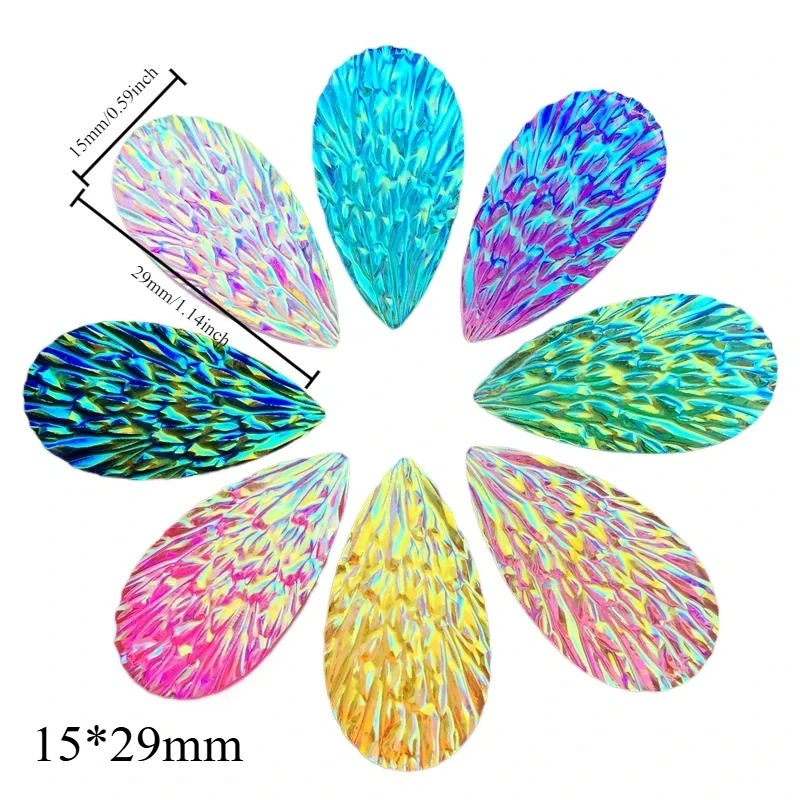 15*29mm AB water drop Resin Rhinestone Flatback Gems Strass Crystal Stones For Dress Crafts Decorations 15PCS -HE12
