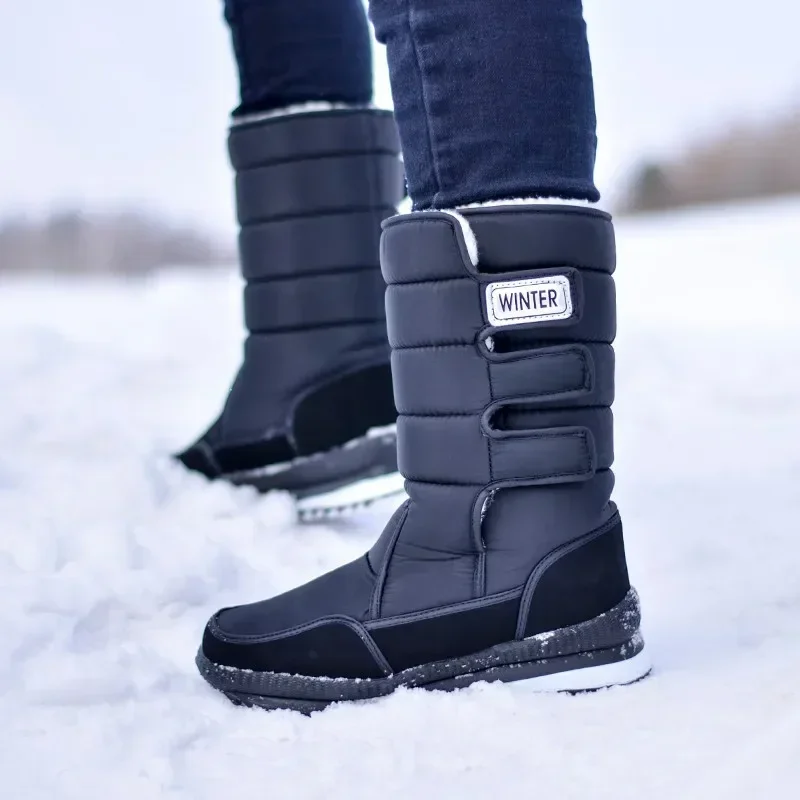 Men Winter Boots Platform Men Snow Boots Warm Thick Plush Waterproof Outdoor Fishing Work Boots Plus Size 36-47