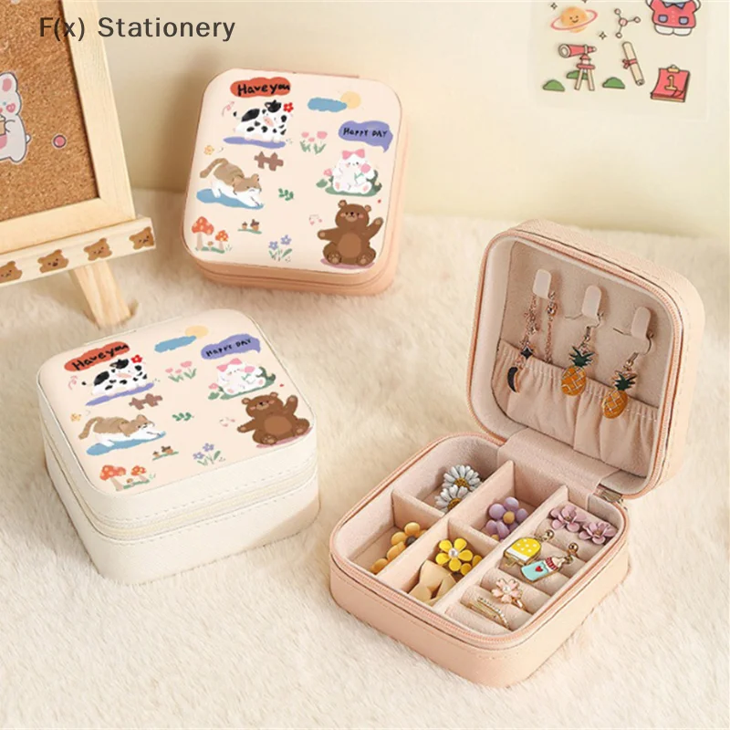 

Pu Leather Mini Cute Cartoon Jewelry Box, Travel Jewelry Box Case Storage Holder For Rings Earrings Necklace New 2025