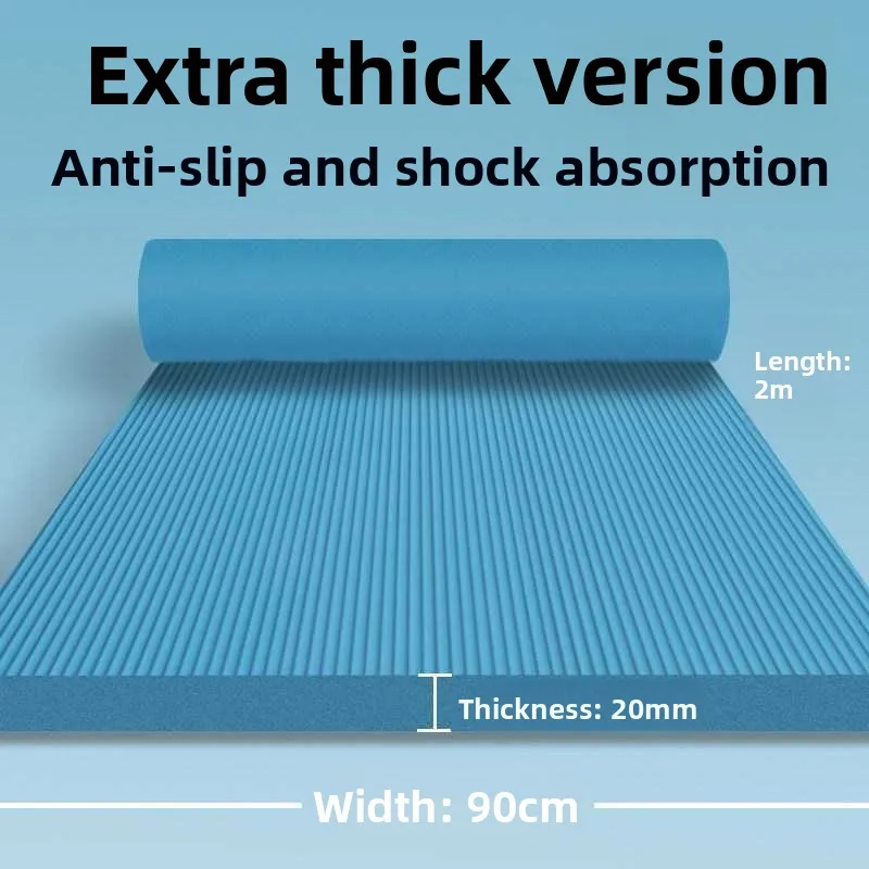 Men's Extra Large Thickened Fitness Yoga Mat Noise Reduction Home Gym Training Blanket Polyester Fiber NBR Material