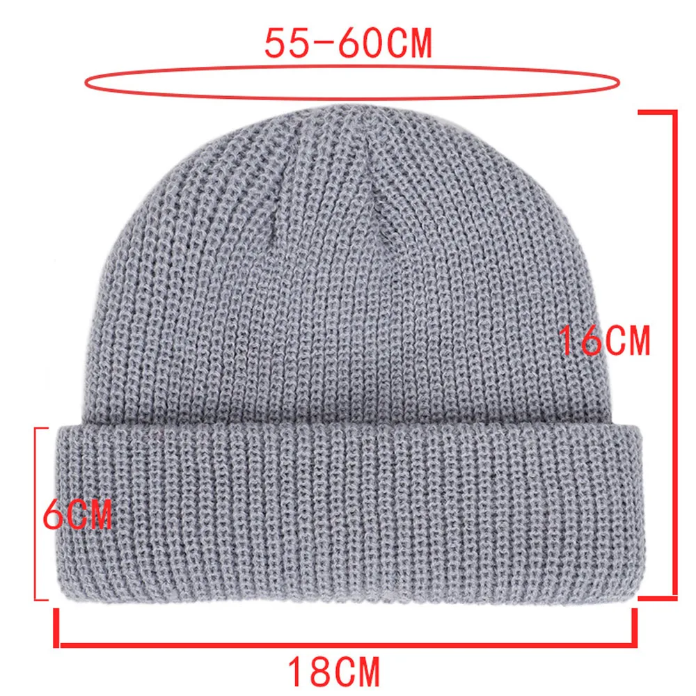 Gorros de malha unissex com fio curto, chapéu Hip Hop, elástico, quente, casual, adulto, homens, fêmea, boné de caveira, inverno