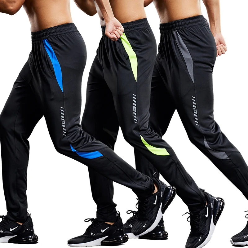 Men Running Sport Pants with Zipper Pockets Football Training Joggings Sweatpants Basketball Soccer Trousers Workout Pant Male
