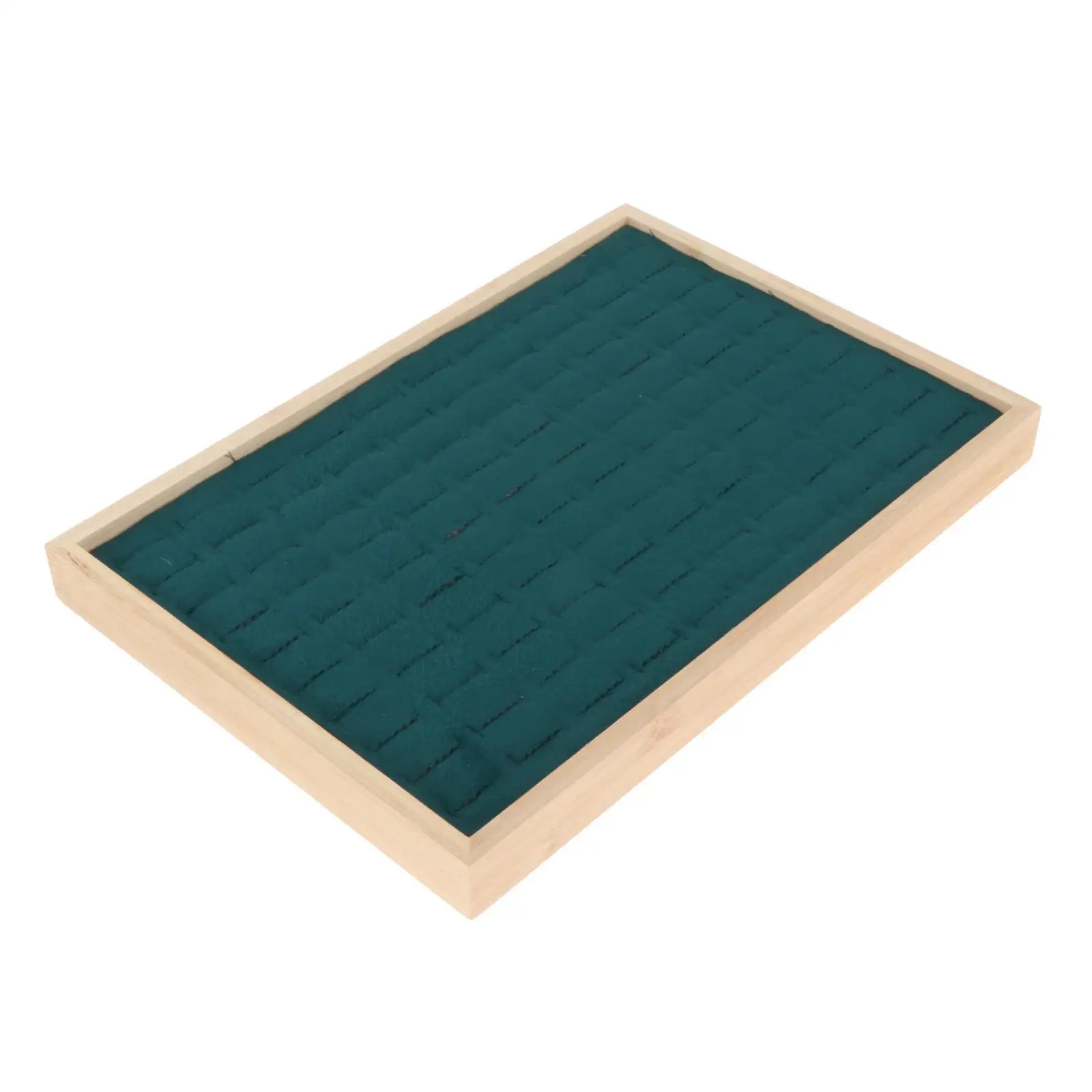 Stackable Jewelry Organizer Tray Bamboo Wood Flannel Wrapped Storage Box for Earrings Rings Bracelets Necklaces Watches