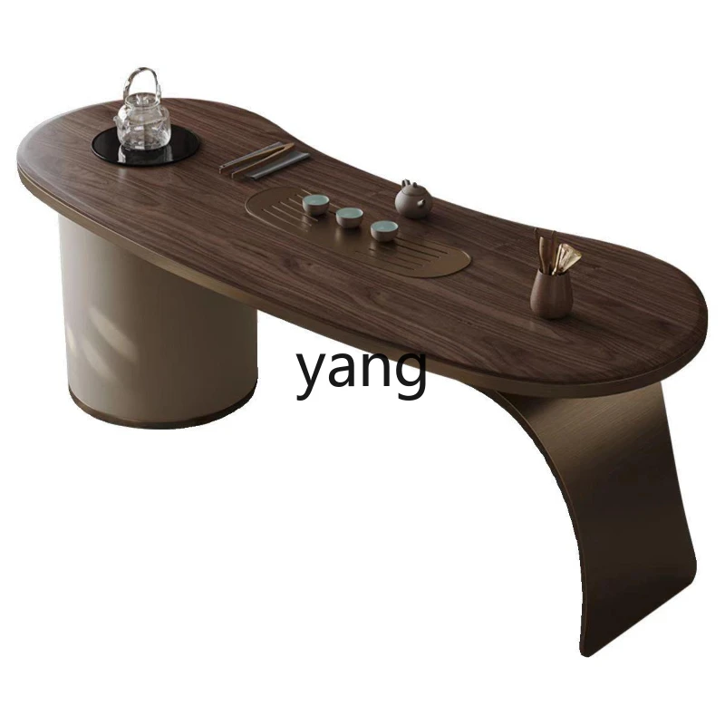 YJQ solid wood tea table high-end integrated walnut minimalist light luxury writing tea table