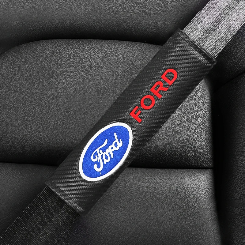 1/2PCS Car Logo Seat Belt Shoulder Pad Leather Protector Pad For Ford Fiesta ST Focus Edition Puma X Mondeo Ecosport Accessories - view 4