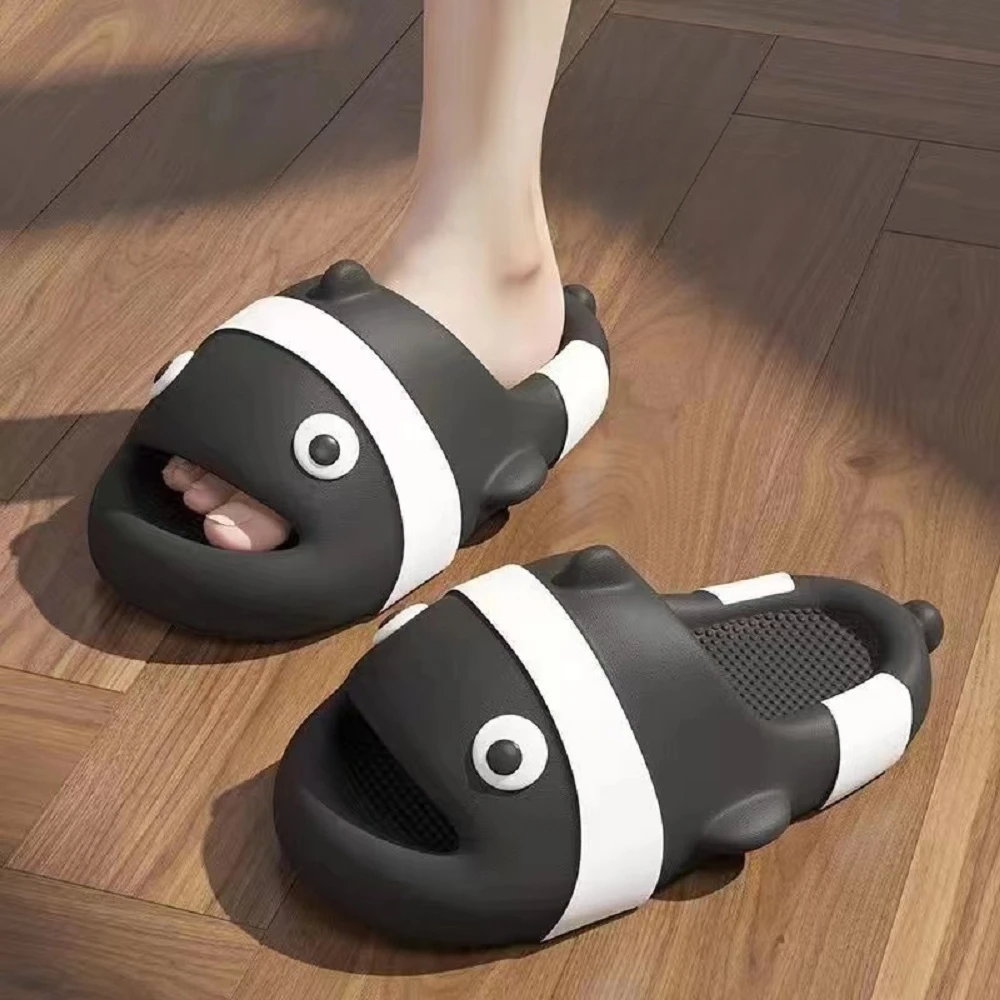 

Funny Shoes Women Summer Home Bathroom Anti-Skid Couple Thick Soled Cute Little Fish Sandal Outdoor Man Beach Cartoon Slippers