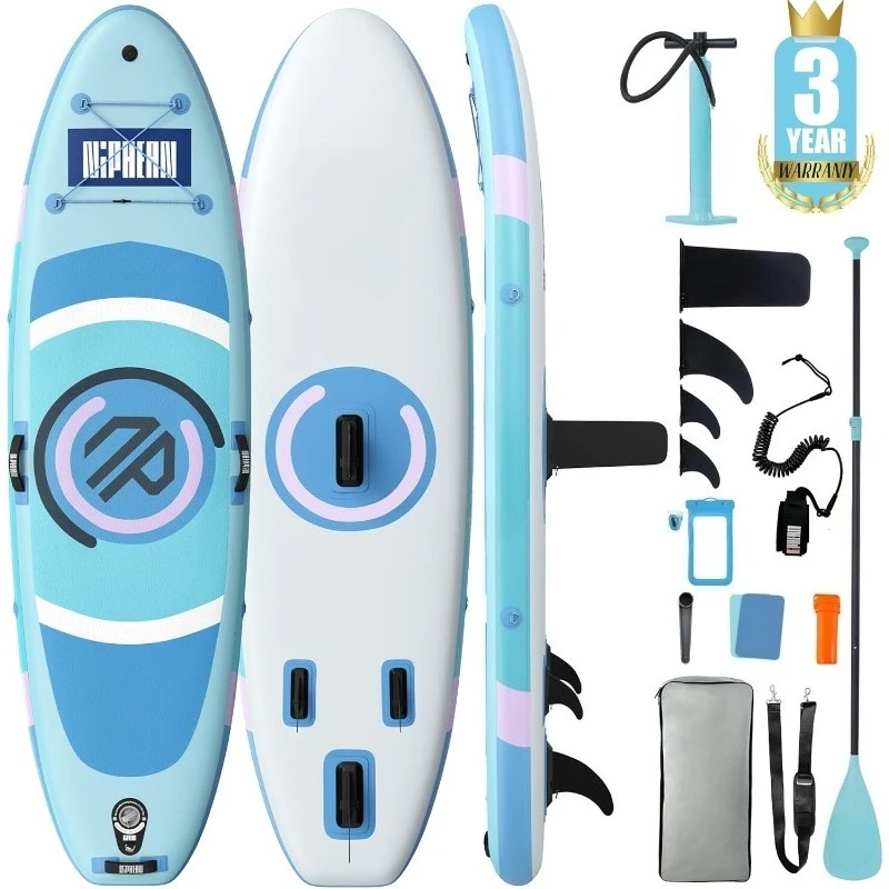 

ПОПУЛЯРНАЯ надувная доска для серфинга с плавником StabilTrac (подобным для начинающих), прочными аксессуарами для SUP, надувной подставкой 10 футов