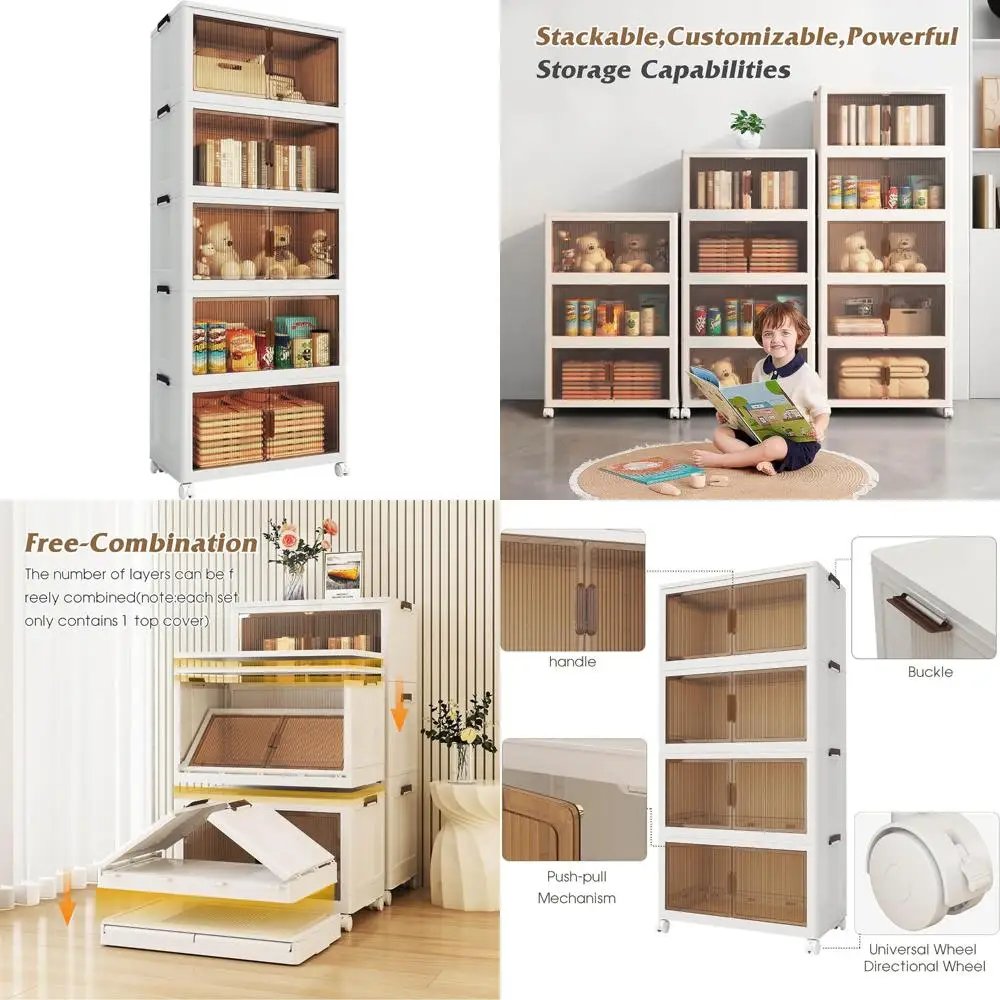 5-Tier Foldable Storage Bins with Lid, 420 Quart, 105 Gallon, 397 Liter Capacity, Ideal for Closet and Storage Solutions