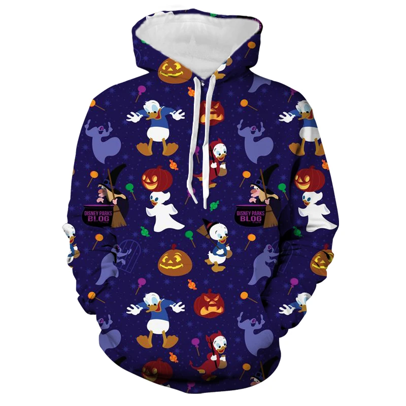 Autumn Halloween Street New Pumpkin Head Mickey Minnie Pattern Harajuku Fashion Women's Wear 2024 Children's Casual Hoodie