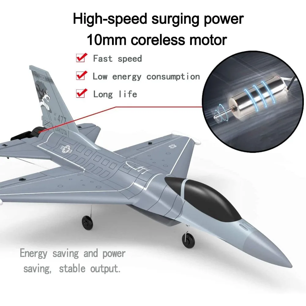 Ready to Fly Jet de combate RC F-16 de 4 canales de 2,4 GHz con sistema de estabilización de piloto X para aficionados adultos