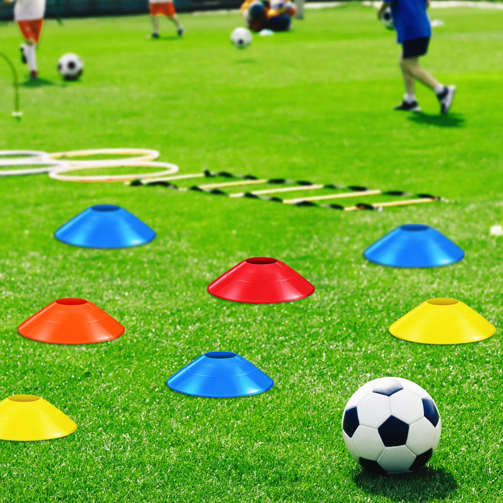 

30Pcs Soccer Training Cones Set Bright Colors Resilient Pe Material Ideal for Structured Training Environments