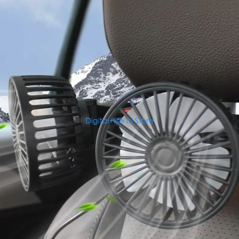 

E06D Usb Car Fan 10W 3-Speed 360 Degree Rotating Car Headrest Fan Rear Usb Fan Cable 1.8 Meters for SUV RV Baby Stroller