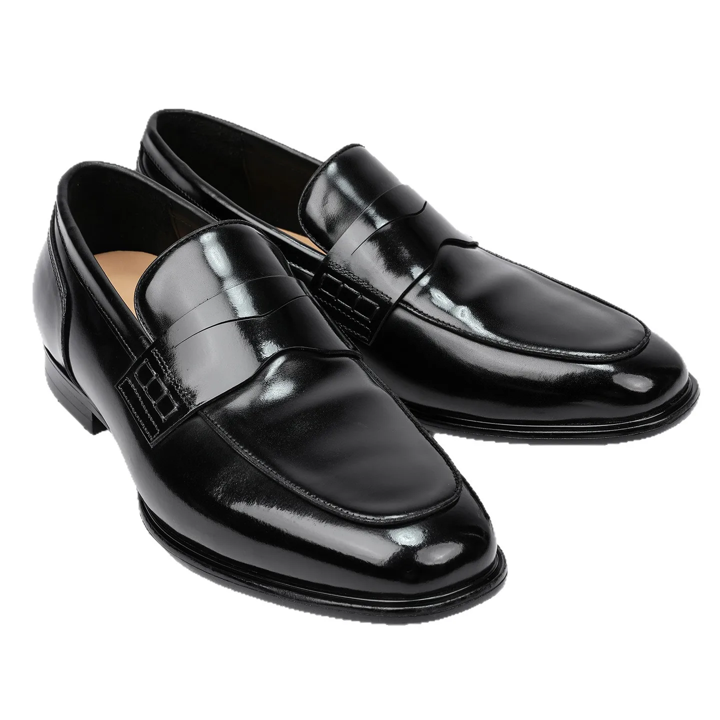 YETTIES Men's Black Shell Cordovan Leather Slip-On Loafers | Goodyear Welted Dress Business Shoes with Genuine Leather Sole