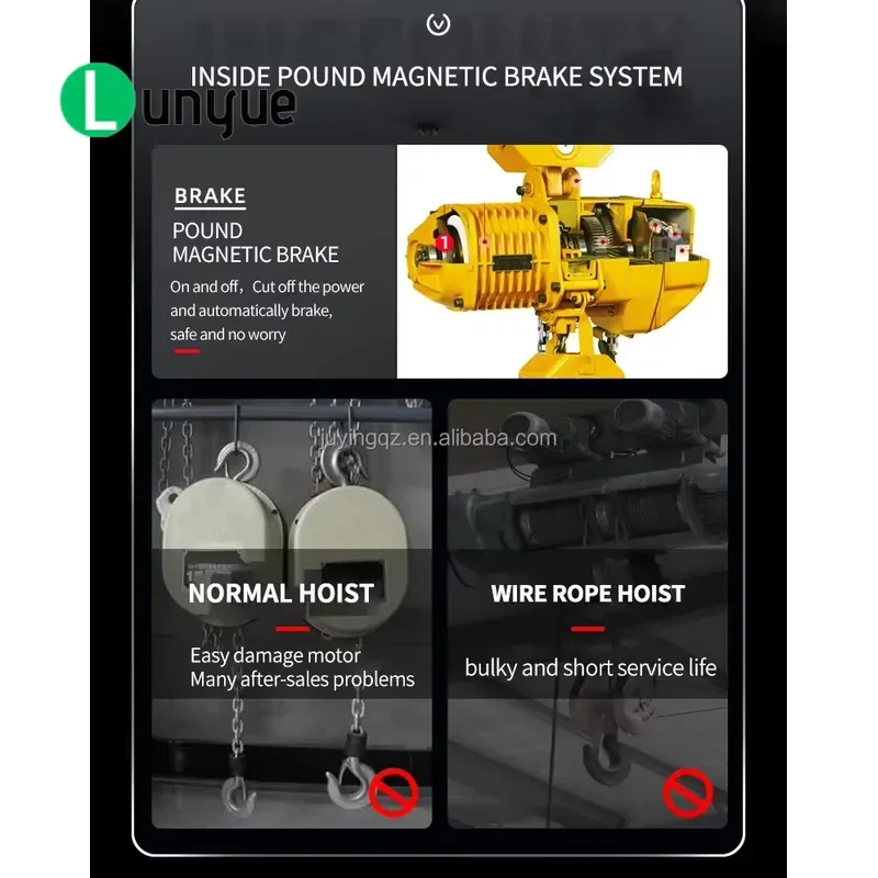 Heavy Duty 1 Ton Electric Chain Hoist Single Phase 380V Industrial Lifting Equipment Metal Material 3-9m Height CE Certified