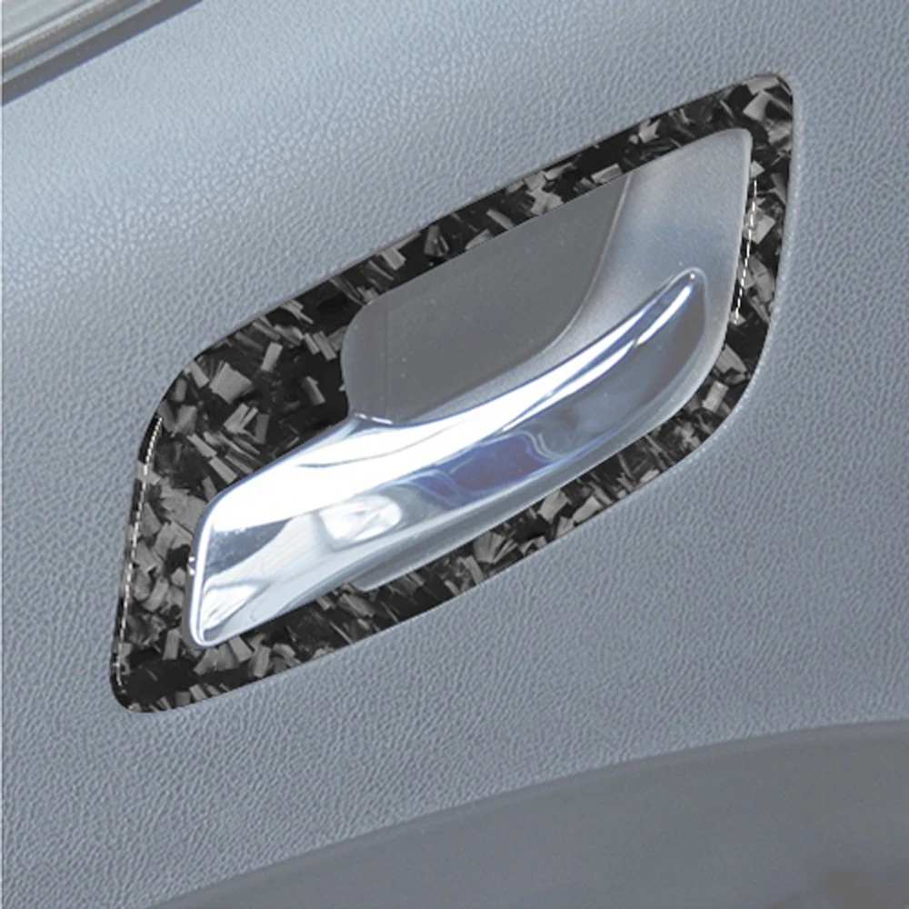 For Dodge Charger 2015-2022 Forged Carbon Fiber Inner Door Handle Panel Trim Cover Car Interior Decoration Accessories Sticker