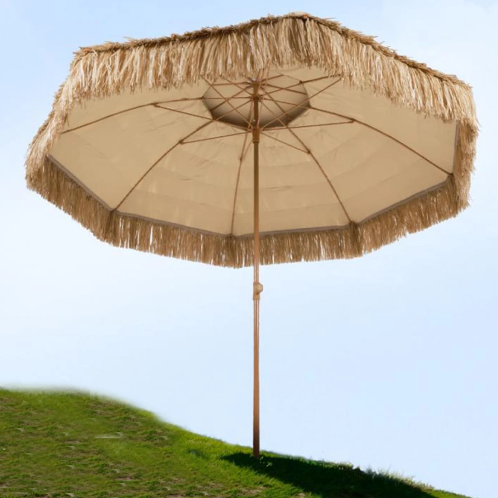 مظلة قش محاكاة خارجية بطول 9 أقدام مع 8 أضلاع مظلة تيكي خارجية لمطعم شرفة السوق #1
