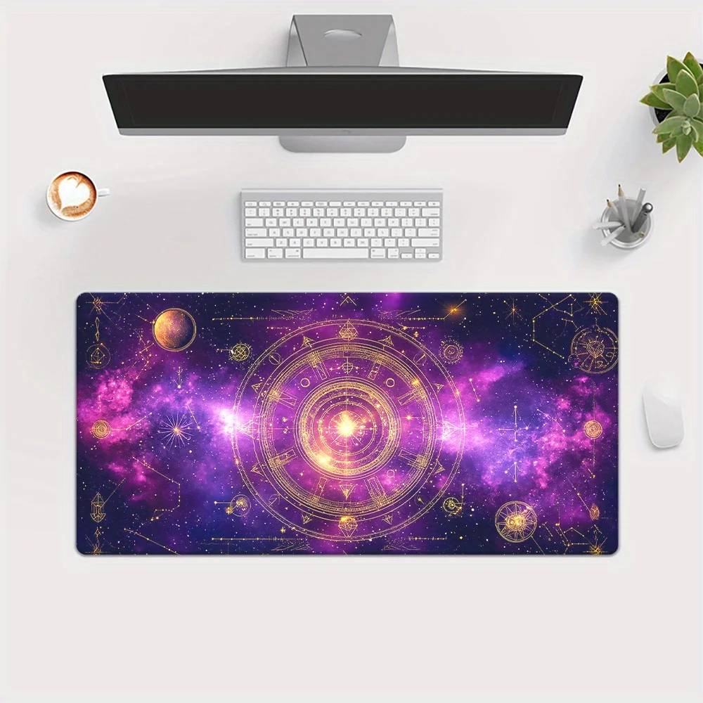 Mystical Galaxy Zodiac Astrological Wheel XXL Extended Mouse Pad Durable Rubber Desk Mat for Gaming Office
