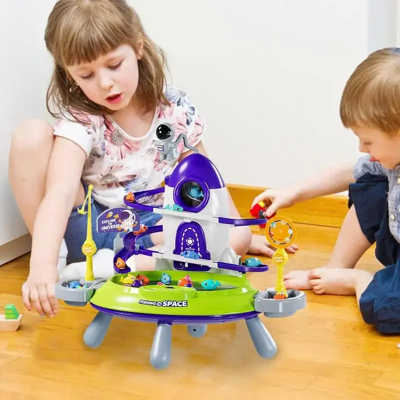 Magnetisch Ruimteschip Vorm Vis Speelgoed Magneet Vissen Speelgoed Interactief Kids Vissen Spel Met Muziek Leren Onderwijs Voor Kinderen