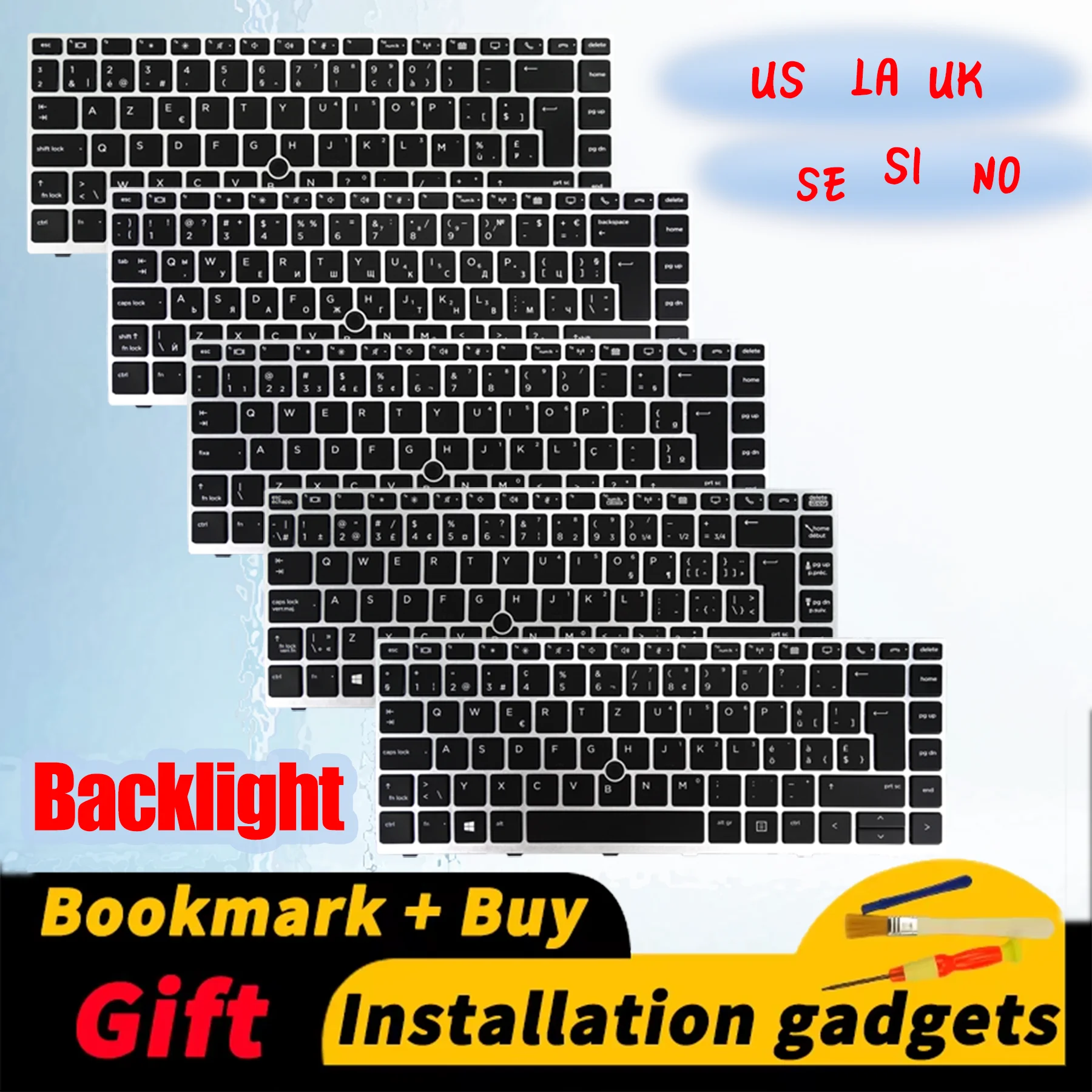 

For HP EliteBook 840 G5/840 G6/846 G5/745 G5/645 G6/ZBook 14u G5 backlit keyboard Latin Spanish Swedish Slovenia Norwegian UK US
