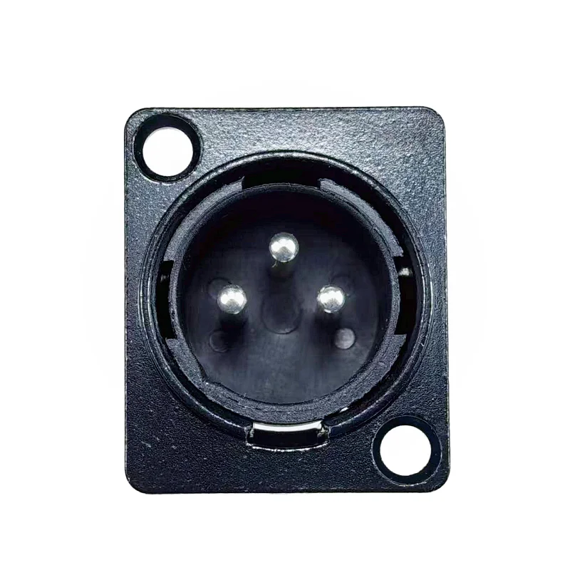 MW Audio 8 Stück 3-Pin XLR Stecker, Schwarzer Metall-Quadrat-Mikrofonanschluss zur Panelmontage für Mischpulte – Detail 4